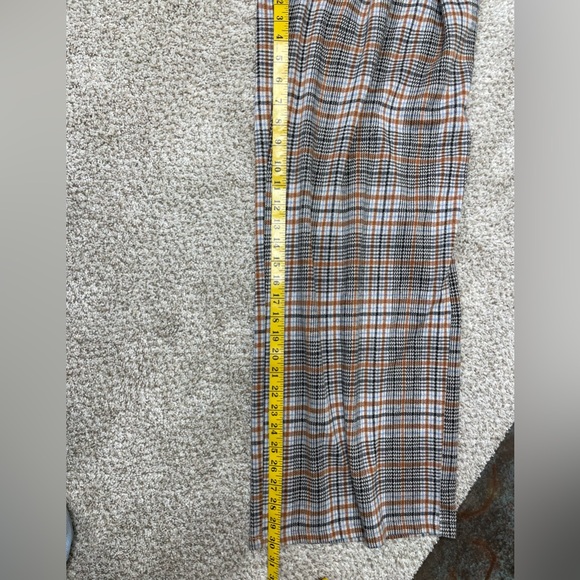 Anthropologie Maeve Checkered Pleated Wide Leg Trousers in Brown and Black - Picture 11 of 12